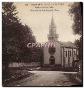 Old Postcard Road in Plouay Faouet Foret Bridge Callec Chapel of St. Anne Hood