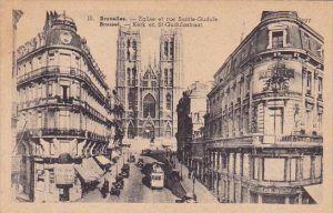 Belgium Brussells Eglise Et Rue Sainte Gudule