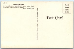 c1950s Rugged Alaska Scenic Abandoned Cabin Postcard Castle Mountain Chrome A74
