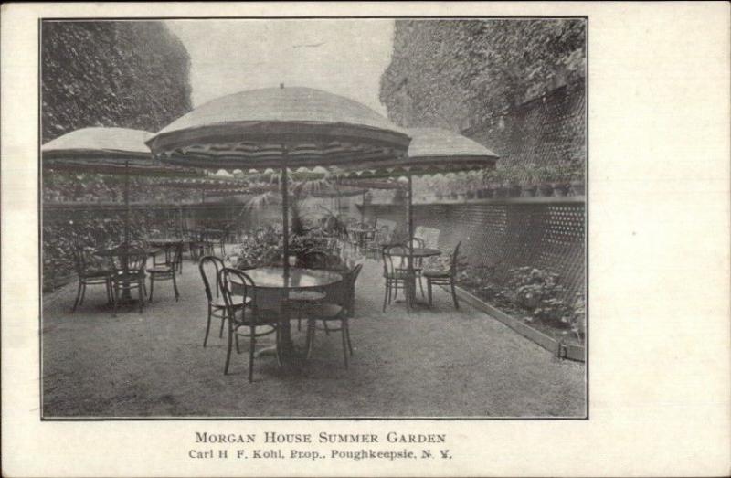 Poughkeepsie NY Morgan House Summer Garden c1910 Postcard