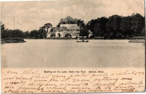 Boating on the Lake, Belle Isle Park Detroit MI UDB c1907 Vintage Postcard F45