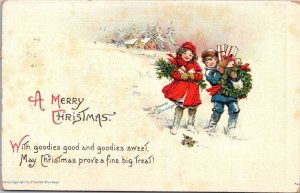 Merry Christmas With Children carrying Presents 1916