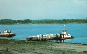 Vintage Postcard Cave-In-Rock Ferry Shuttles Cars & Passengers Kentucky Illinois
