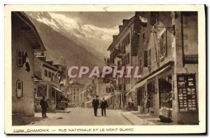 Old Postcard Rue Nationale Chamonix and Mont Blanc