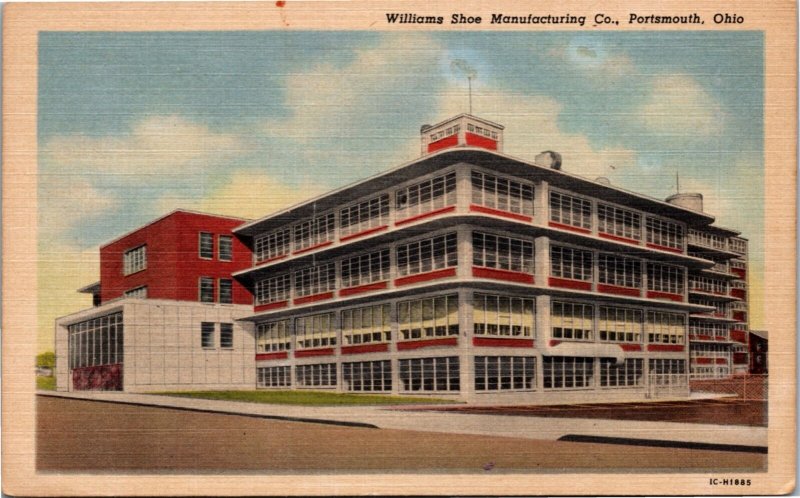 Postcard OH Scioto County Portsmouth Williams Shoe Manufacturing Co. 1940s B7