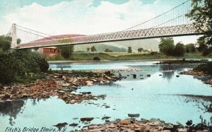 Vintage Postcard Fitch's Bridge Elmira New York The Hugh C. Leighton Co. Pub.