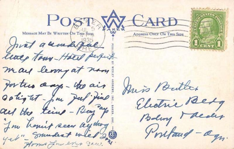 Baker Oregon Birdseye View Trail Antique Postcard K26751