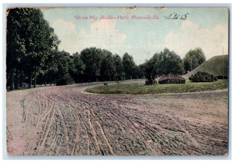 1908 Drive Way Ballou Park Danville Virginia VA Antique Posted Postcard