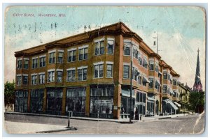 1908 Ovitt Block Exterior Building Waukesha Wisconsin Vintage Antique Postcard