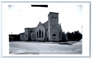 Washington Iowa IA Postcard RPPC Photo First Christian Church c1940's Vintage