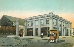 Postcard Indiana Muncie Terminal Station auto Tuck #2633 23-6697