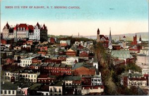 Postcard Birds Eye View of Albany, New York showing Capitol