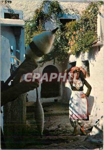 Postcard Modern Crete instant life Peasant Woman Folklore