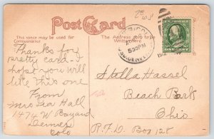 West Denver High School CO~Triple Arch Doorways~Stone Foundation~1912 Postcard