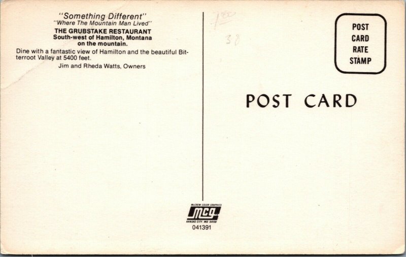 Something Different The Grubstake Restaurant Hamilton MT Chrome Vintage Postcard