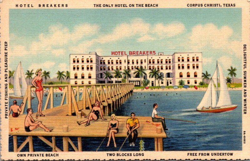 Texas Corpus Christi Hotel Breakers The Only Hotel On The Beach Curteich