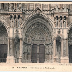 c1900s Chartres, France Cathedral South Portal Gothic Arch Statue Sculpture A358