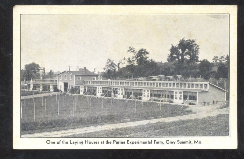 GRAY SUMMIT MISSOURI PURINA EXPERIMENTAL FARM LAYING HOUSE VINTAGE POSTCARD