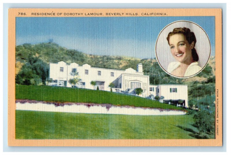 c1930s Residence of Dorothy Lamour, Beverly Hills, California CA Postcard