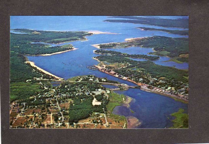 MA Wareham Narrows Harbor Bridge Cape Cod Massachusetts Postcard Aerial View