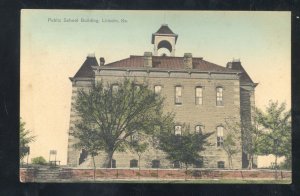 LINCOLN KANSAS PUBLIC SCHOOL BUILDING REES VINTAGE HANDCOLORED POSTCARD