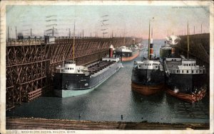 Great Lakes Cargo Ships Mesabi Ore Docks Duluth MN Detroit Publishing Postcard 