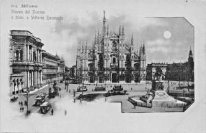 MILANO ITALY~PLAZZA del DUOMO e MON. a VITTORIO EMANUELE-1900s POSTCARD