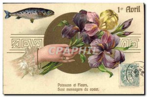 Postcard Old Main Fantasy Flowers Poisson April 1st