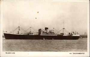 Boat Ship Steamer Wilson Line Sacramento Real Photo Vintage Postcard