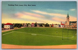 K30/ Baseball Stadium Postcard Linen Jersey City Pershing Field  414