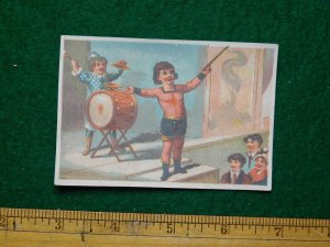 1870s-80s Kid with Drum and Kid with Symbols Victorian Trade Card F17