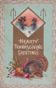 Thanksgiving Hearty Greetings Turkey Barton & Spooner Postcard D19