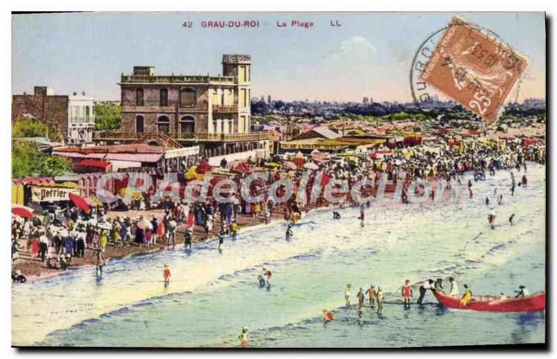 Old Postcard Le Grau Du Roi Beach