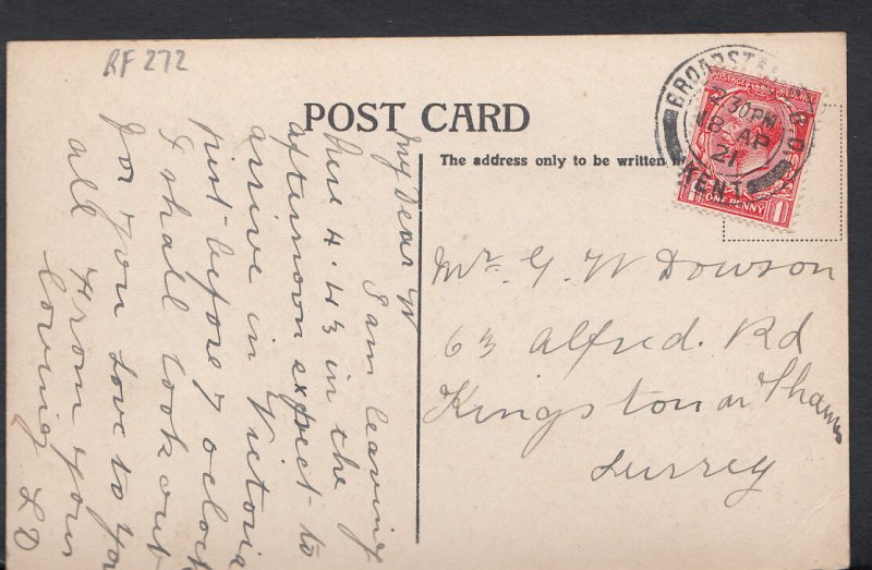 Genealogy Postcard - Dowson or Dawson - 63 Alfred Road, Kingston-On-Thames RF272