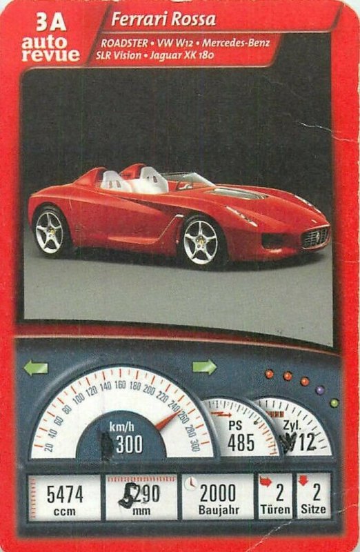 Piatnik 6x9cm auto revue trade card 3A FERRARI ROSSA