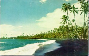 Postcard Hawaii Black Sands Beach Puna Kalapana