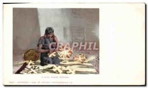 Old Postcard A Moki Indians basket weaver