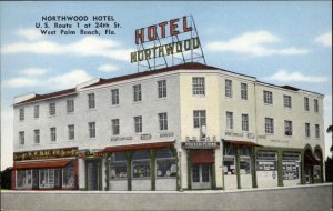 West Palm Beach Florida FL Northwood Hotel Linen Vintage Postcard