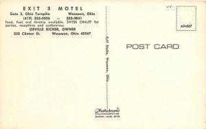 Exit 3 Motel Swiss Chalet Wauseon Ohio postcard