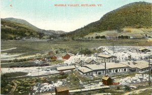 Vintage Postcard Marble Valley Rutland VT Limestone Railroad Cars Train Tracks