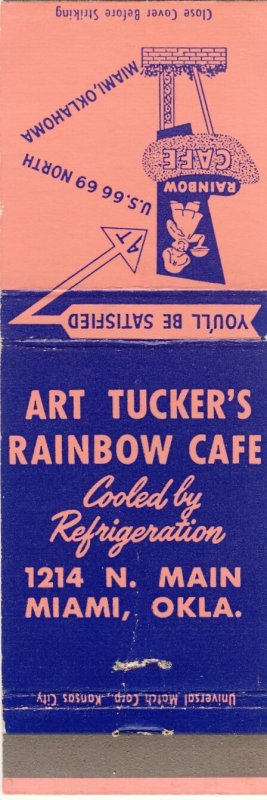 Miami, Oklahoma/OK Match Cover, Art Tucker's Rainbow Cafe