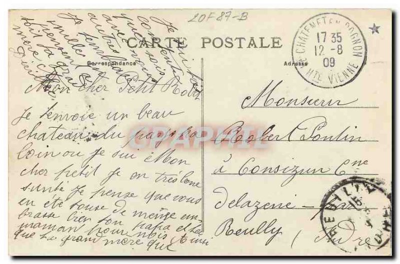 Old Postcard Limoges surroundings Chateau Bort Facade S O