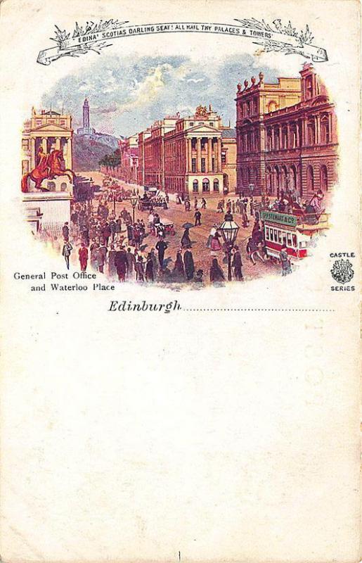 Edinburgh General Post Office Waterloo Place, Early Postcard