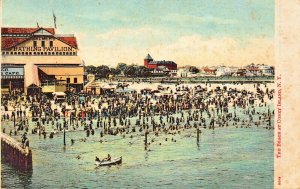 NEW YORK CITY~BROOKLYN~CONEY ISLAND~THE BEACH & BATHING PAVILION~1900s POSTCARD