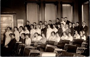 Real Photo Postcard High School Aged Children Inside of Classroom