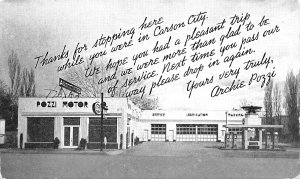 Carson City NV Pozzi Ford Motor Dealership And Gas Station, Postcard