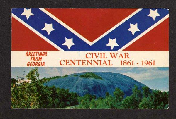GA Greetings From GEORGIA Civil War Stone Mt Mountain Postcard