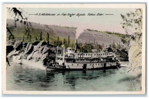 c1940's S.S. Whitehorse in Five Finger Rapids Yukon River RPPC Photo Postcard