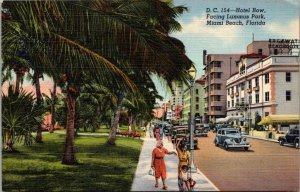 Florida Miami Beach Hotel Row Facing Lummus Park Curteich