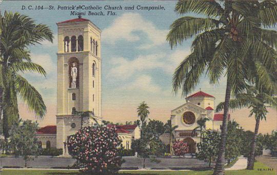 Florida Miami Beach St Patrick's Catholic Church and Campanile Curteich